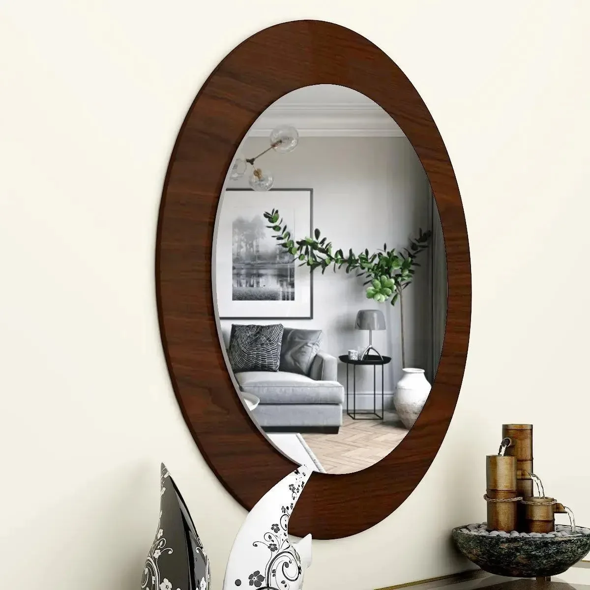 Luxury Modern Design Natural Wood Mirror Most Trending Vanity Wall Mirror for Home Salon Beauty Parlour Decorative Mirror