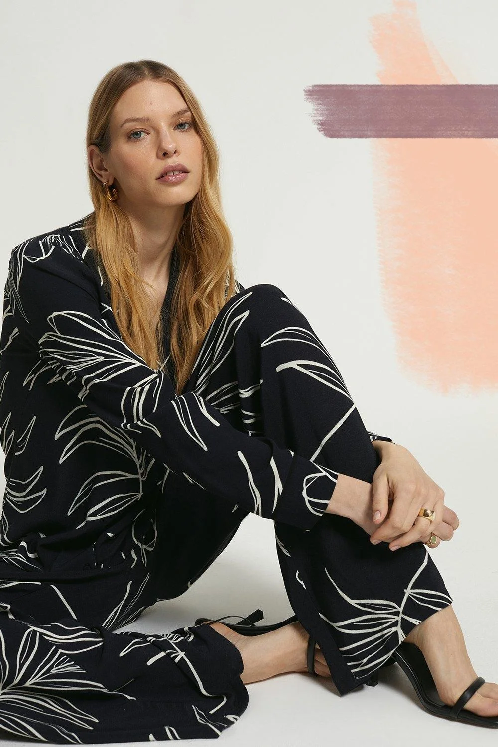 New Trending Low Cost Black Color Top + Pant Floral Printed Casual Party Wear Sets Dress (Sizes XS - XL Available)