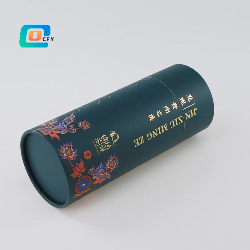 Luxury Hot Stamping Water Bottle Gift Round Box Recyclable Black Underwear clothes Cylindrical Tube Packaging