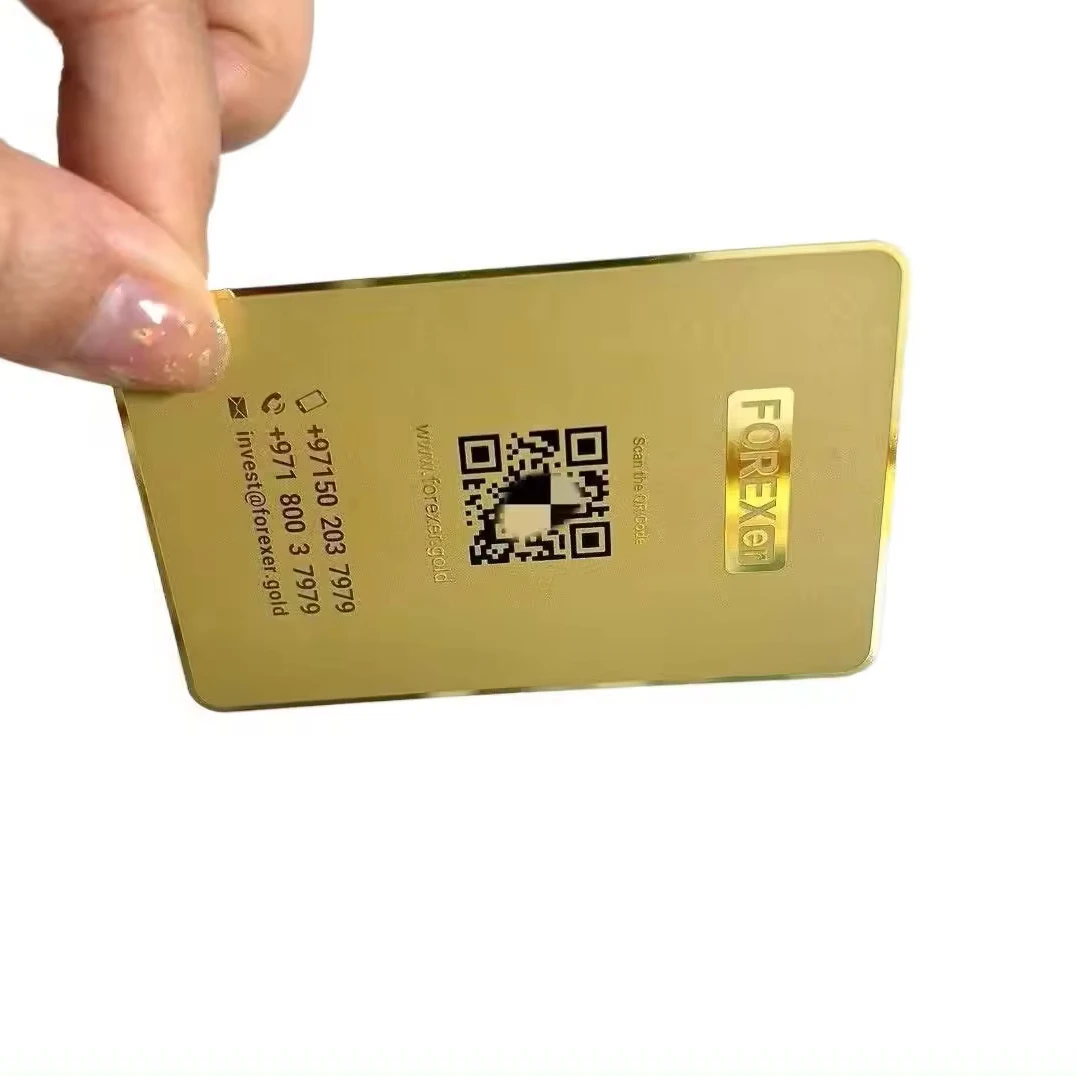Visa card size cheap price stainless steel business metal card silver gold plated metal mirror card