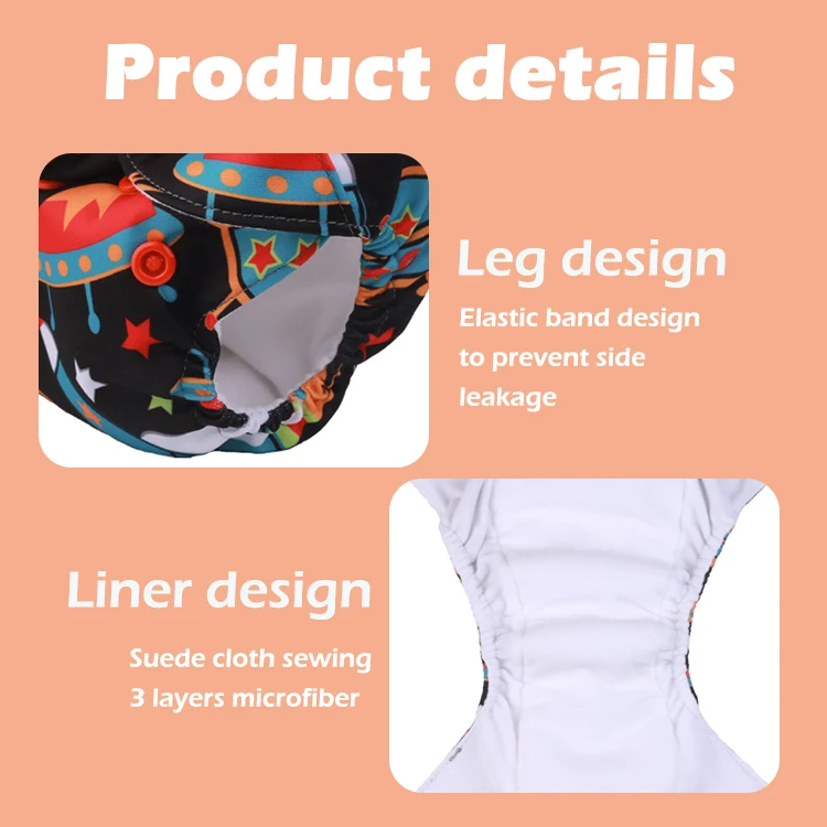 Cheap Washable Cloth Nappies Ecologic Product Custom Wholesale Reusable Baby Cloth Diaper Newborn