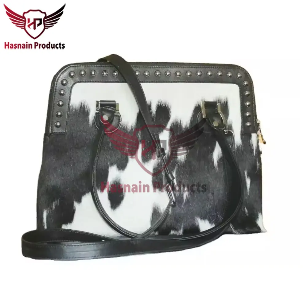 Handcrafted Customized Genuine Cowhide Fur Leather Bucket Bag - Fashionably Designed Latest Trend Cowhide Genuine Fur Bucket Bag