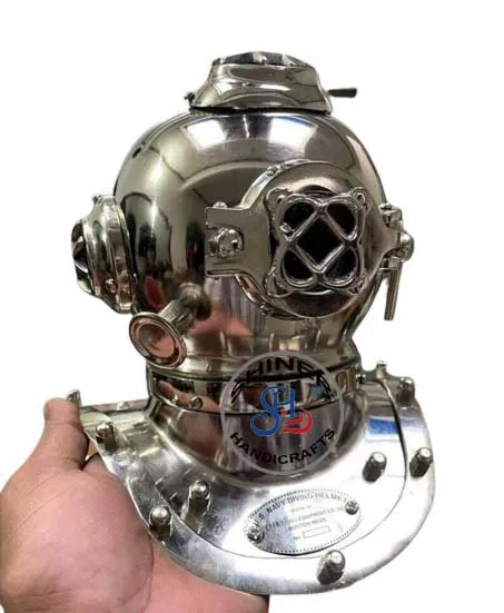 US Navy Mark Helmet Boston Marine Deep Sea Scuba Diving Helmet Silver Polished Diving Helmet Home Decor Gift