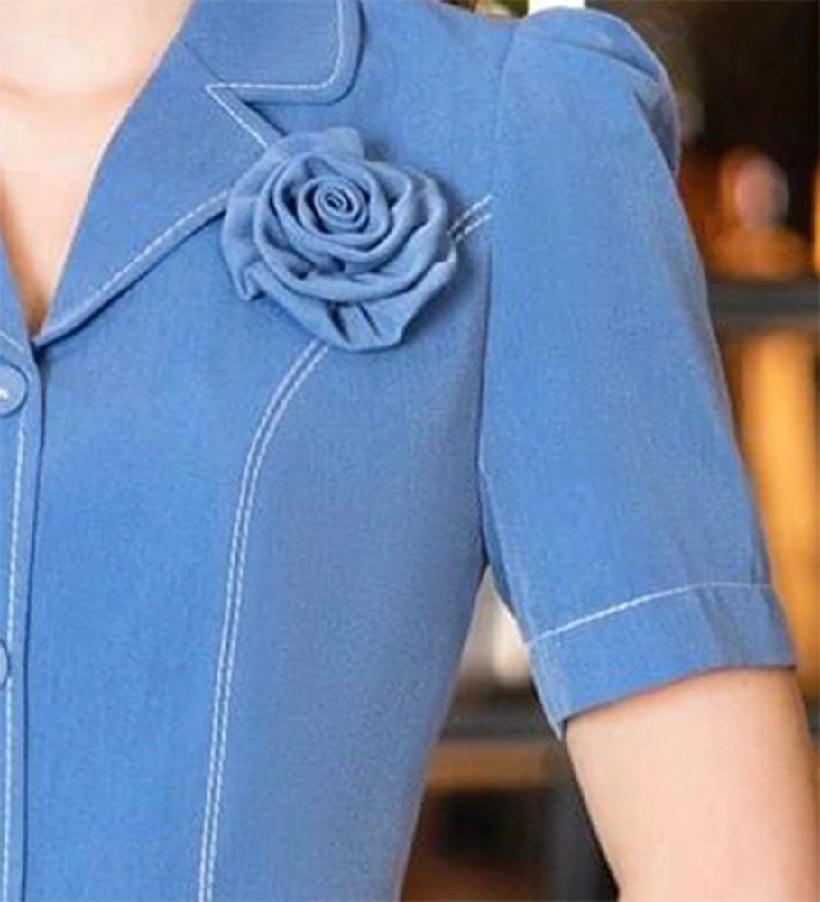 Vietnamese-Made Elegance Retro Floral Denim Midi Skirt for Modern Women - Perfect Addition to Made in Vietnam Dresses