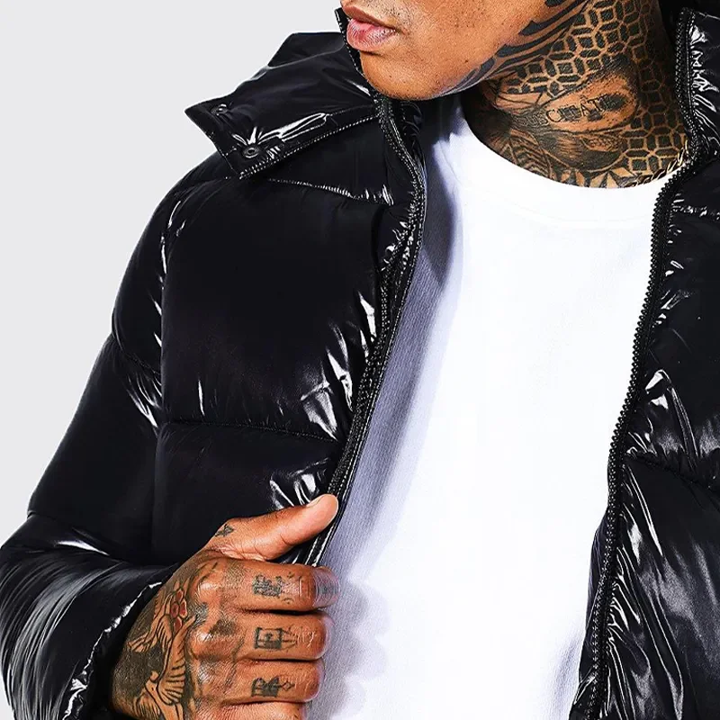 Winter breaker puffy jacket mens shiny bubble puffer padded down jacket, custom windbreaker coat  custom winter hoodie jacket