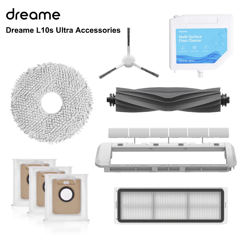 robot Vacuum Cleaner Parts Accessories Dust Bag/Main/Side Brush/Cover/Filter/Detergent/Rag for Dreame Bot L10s Ultra