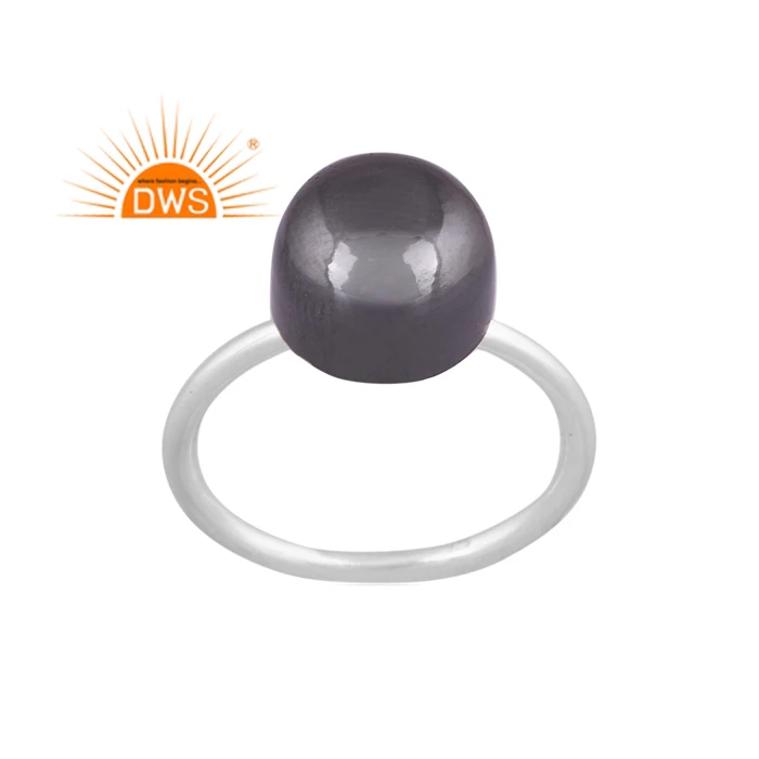 Best Selling Fine Sterling Silver Natural Hematite Gemstone Stackable Ring Custom Jewelry For Women Gift For Her