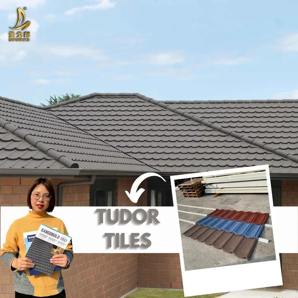Color Tudor Tile Sand Coated Steel Roofing Sheets Classic Metal Roofing Shingles Corrugated Plate