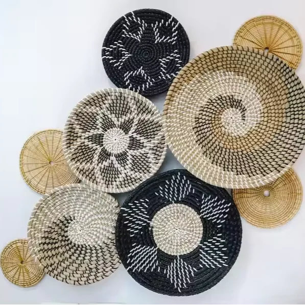 Wholesale Ecofriend Handicraft Vietnamese Seagrass Basket for Home Decoration, Wall Hanging Basket home decor Boho African style