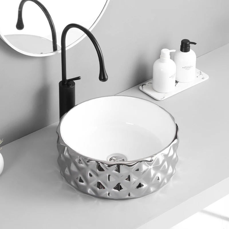 Islamic Modern Luxury  Sanitary Ware Washbasins Bathroom Electroplated Art Basin Wash Basin Sink