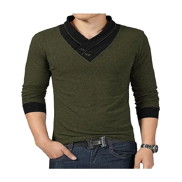 Export oriented size stylish  solid color long sleeve  V neck 100% cotton single jersey t-shirt  from  Bangladesh factory price