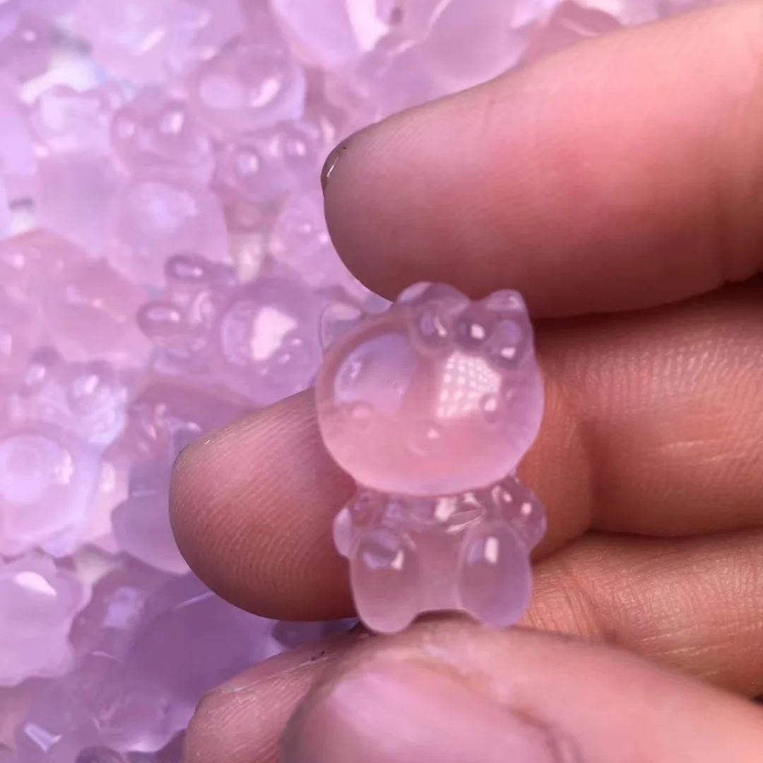 Высококачественный розовый кварц hello kitty натуральные лечебные кристаллы для вырезания