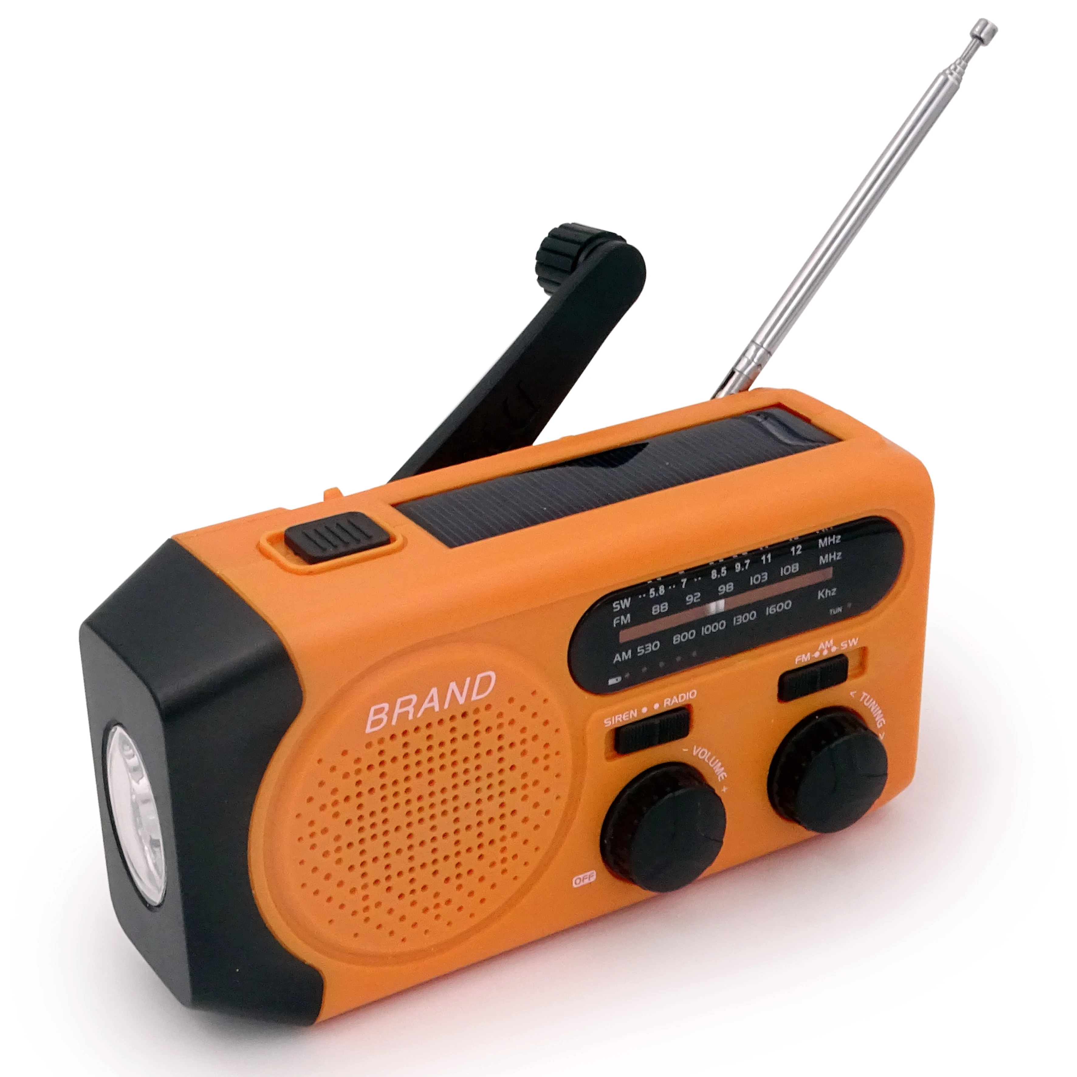 outdoor solar power hand crank emergency radio