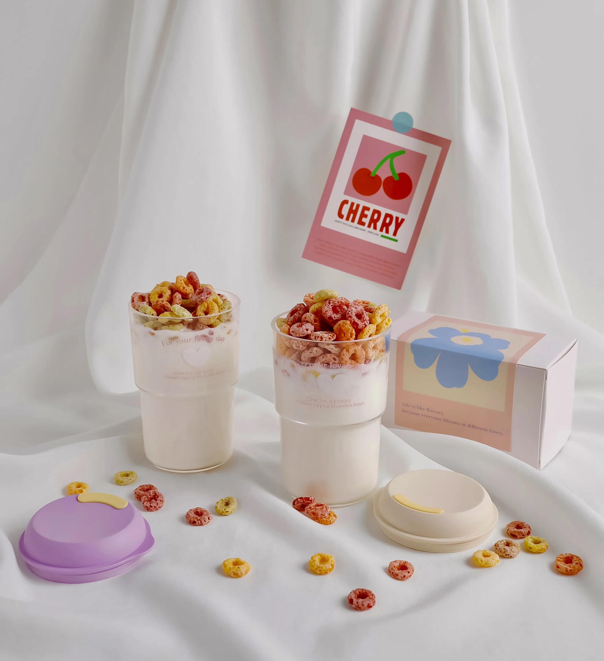 Smiley Clear Tumbler 500ml Reusable cup custom logo plastic cup with lid 500ml made in Korea - 9 Lid colors choice