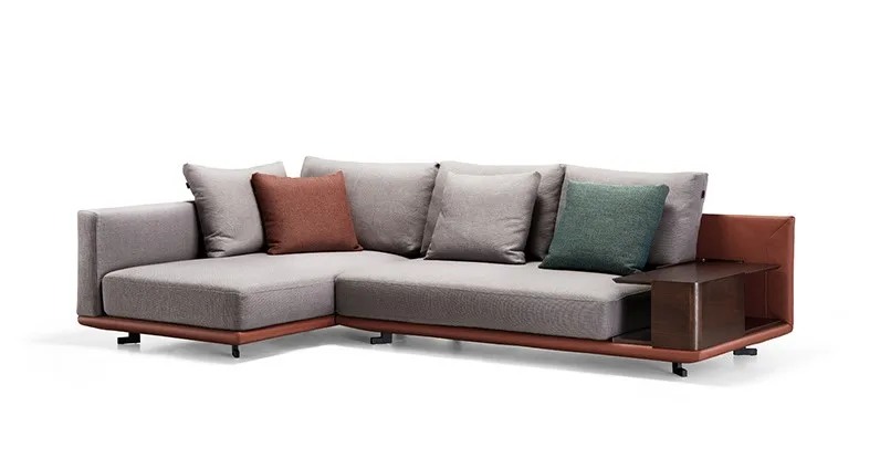 Sale Villa Home Leather Fabric Soft Sofa Quilted Furniture Hotel Lobby Luxury Living Room Wooden Carving Minimalist Frame Sofa