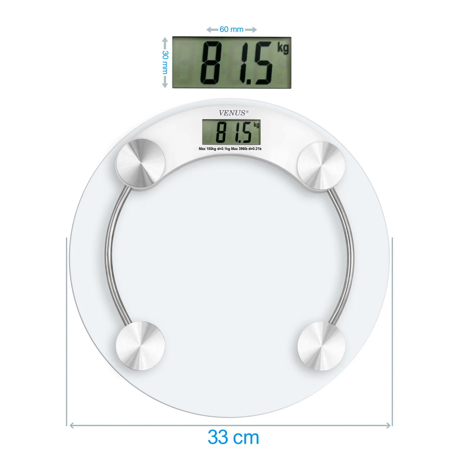 Transparent Glass Body Weighing Scale 180 kg Capacity LCD Display 60 x 24 mm Size Auto Function Digital Health Machine