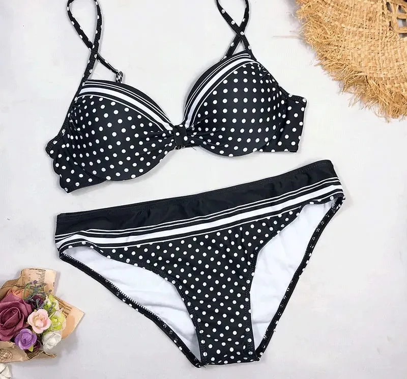 Women sporty Sexy Bikini Set Push Up Female Swimsuit Swimwear Women strapping swimsuit Bathing Suit Large Plus Size