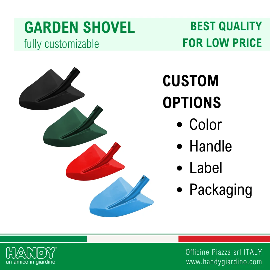Best price Italian quality pointed shovel in steel 14 1/2 IN blade red color for gardening and farming