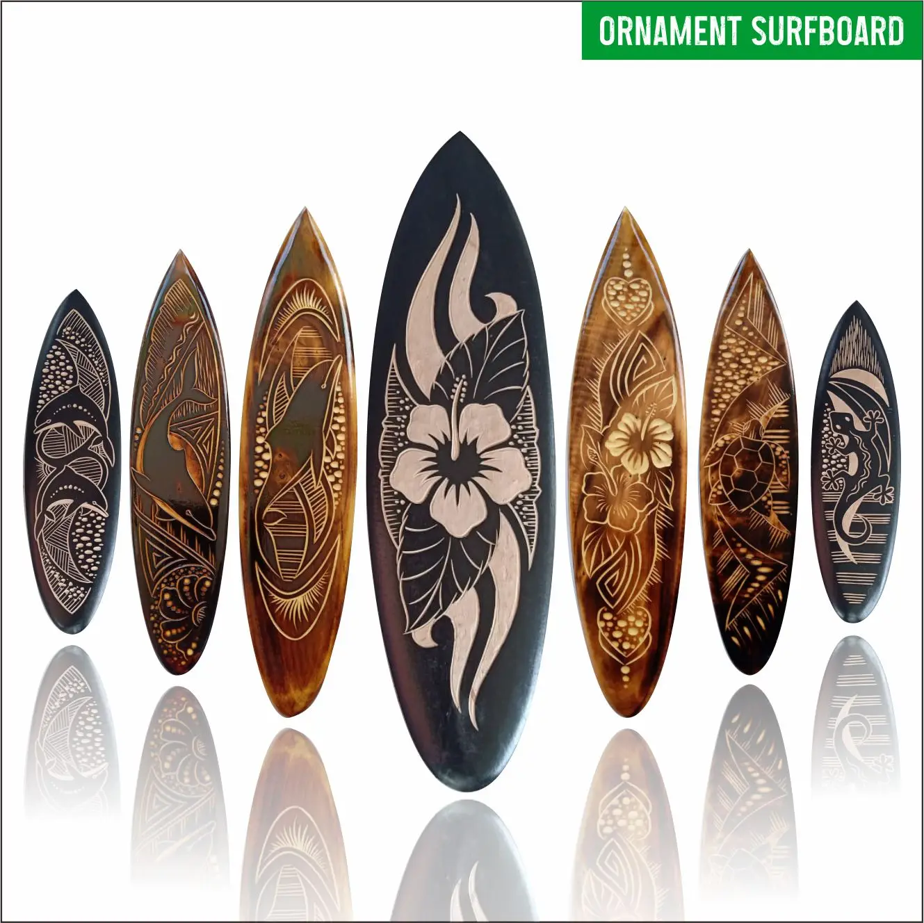 ORNAMENT SURFBOARD FOR ROOM DECORATION UNIQUE PRODUCT MODELS WITH GRAVING TECHNIQUE