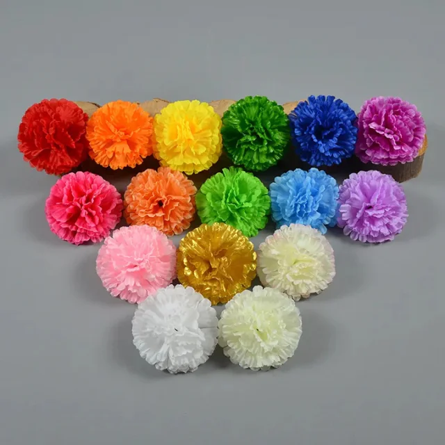 Artificial Flower Carnation Rose Head Silk Marigold Flowers Pink Carnations Bulk Artificial Carnations for Outdoors