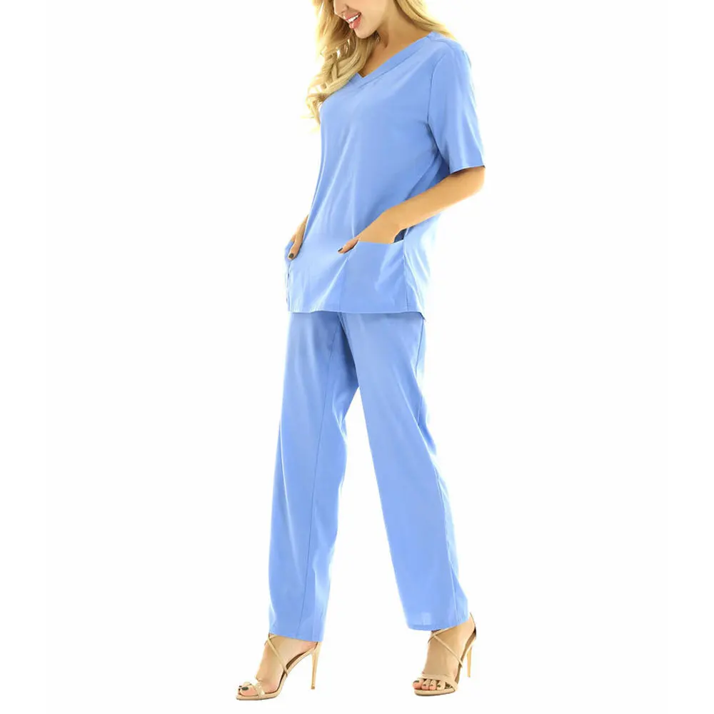 2024 Plus Size Regular unisex Hospital medical scrubs Tunic Work Uniform 2 Piece Suit  Cheap Price Comfortable Medical Scrubs