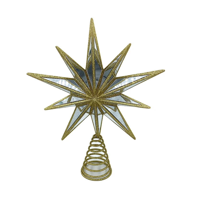 Manufacturers Christmas Star Tree Topper Mirrored Star Glitter Tree Topper for Christmas Party Decoration