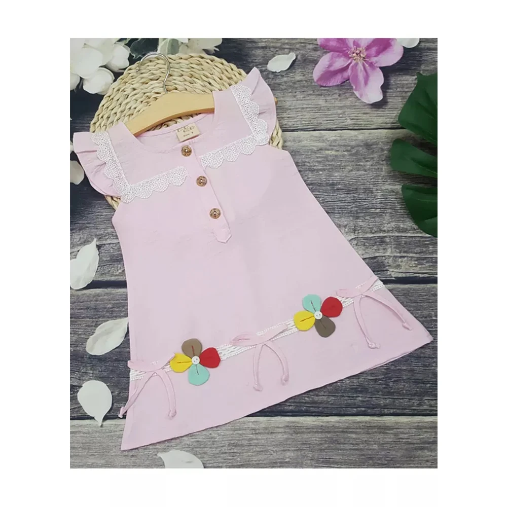 Hot sale summer kids print floral girl dress for export in bulk