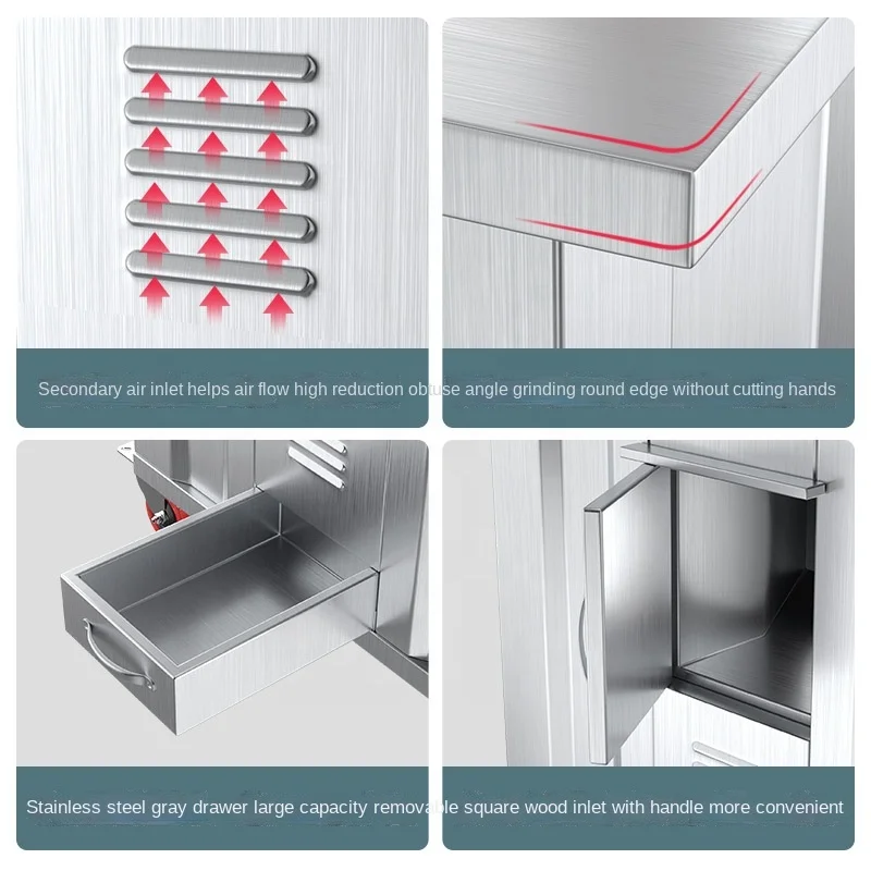 Portable domestic wood-burning stove with grill and water tank Camping/farmhouse mobile wood stove
