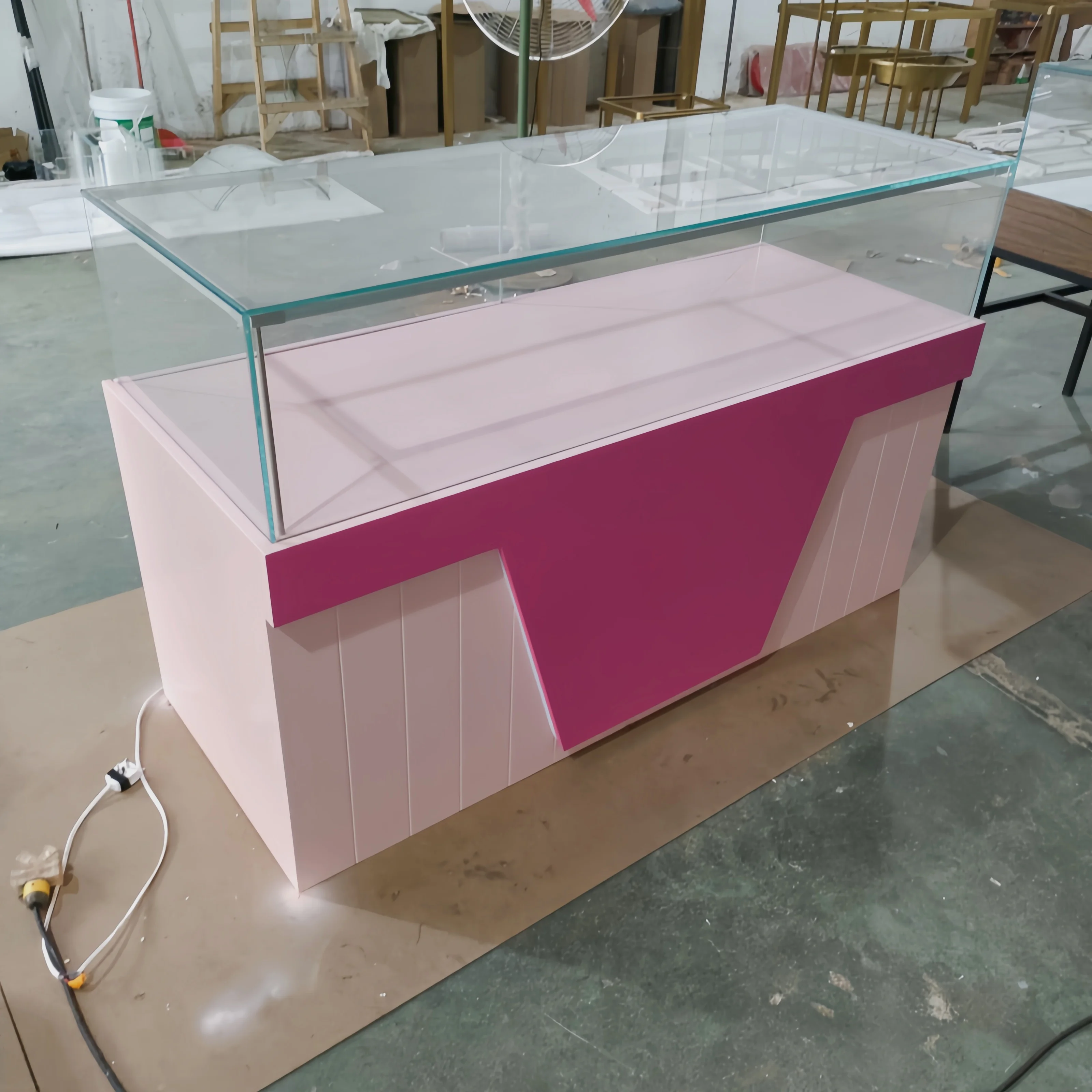 Luxury diamond watch jewelry shop showcase Wood custom logo jewellery display cabinet with led lights for Jewelry store design