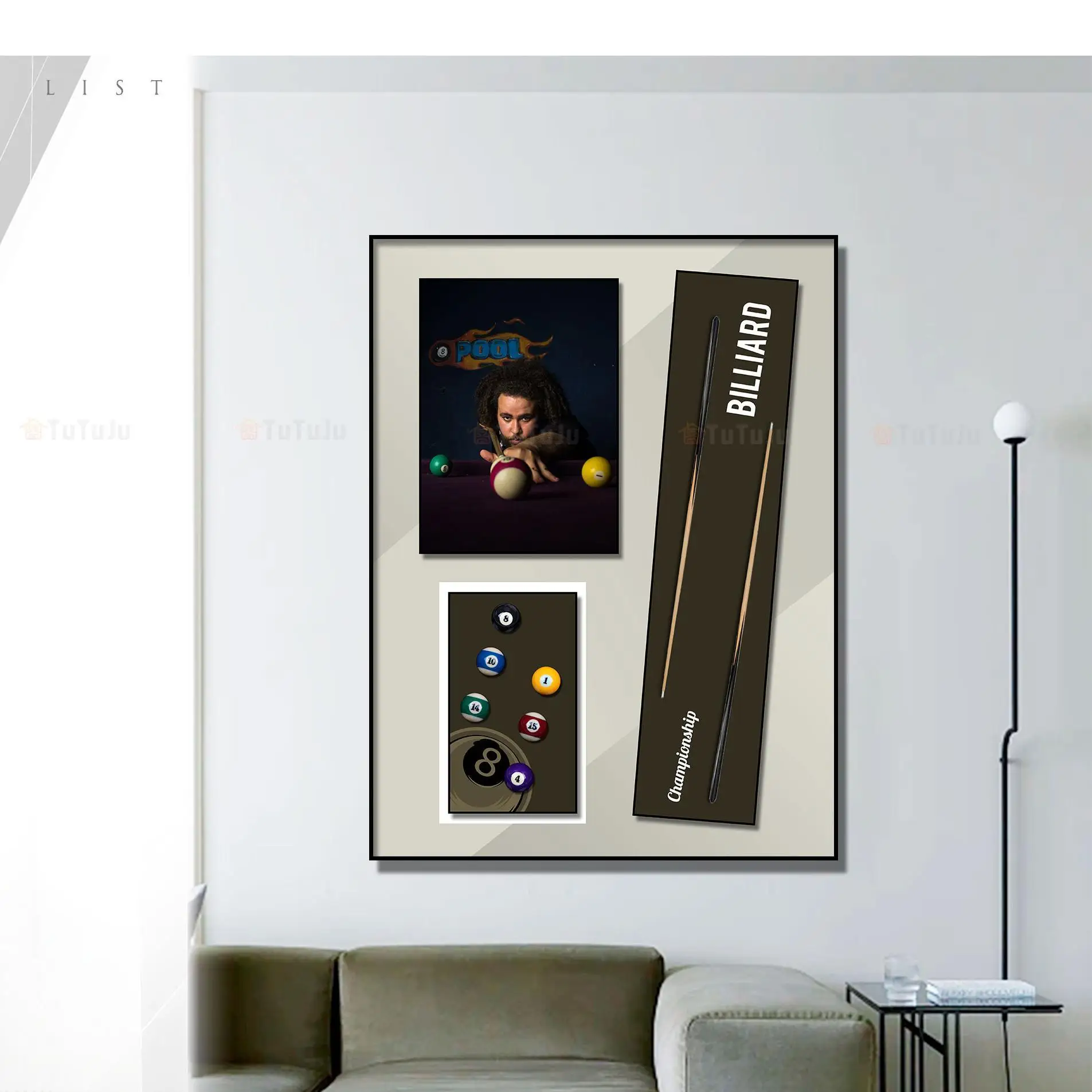 Luxury 3D Billiard Mural with Nude Subject New Home and Commercial Space Wall Hanging Cue Display Canvas Support Base