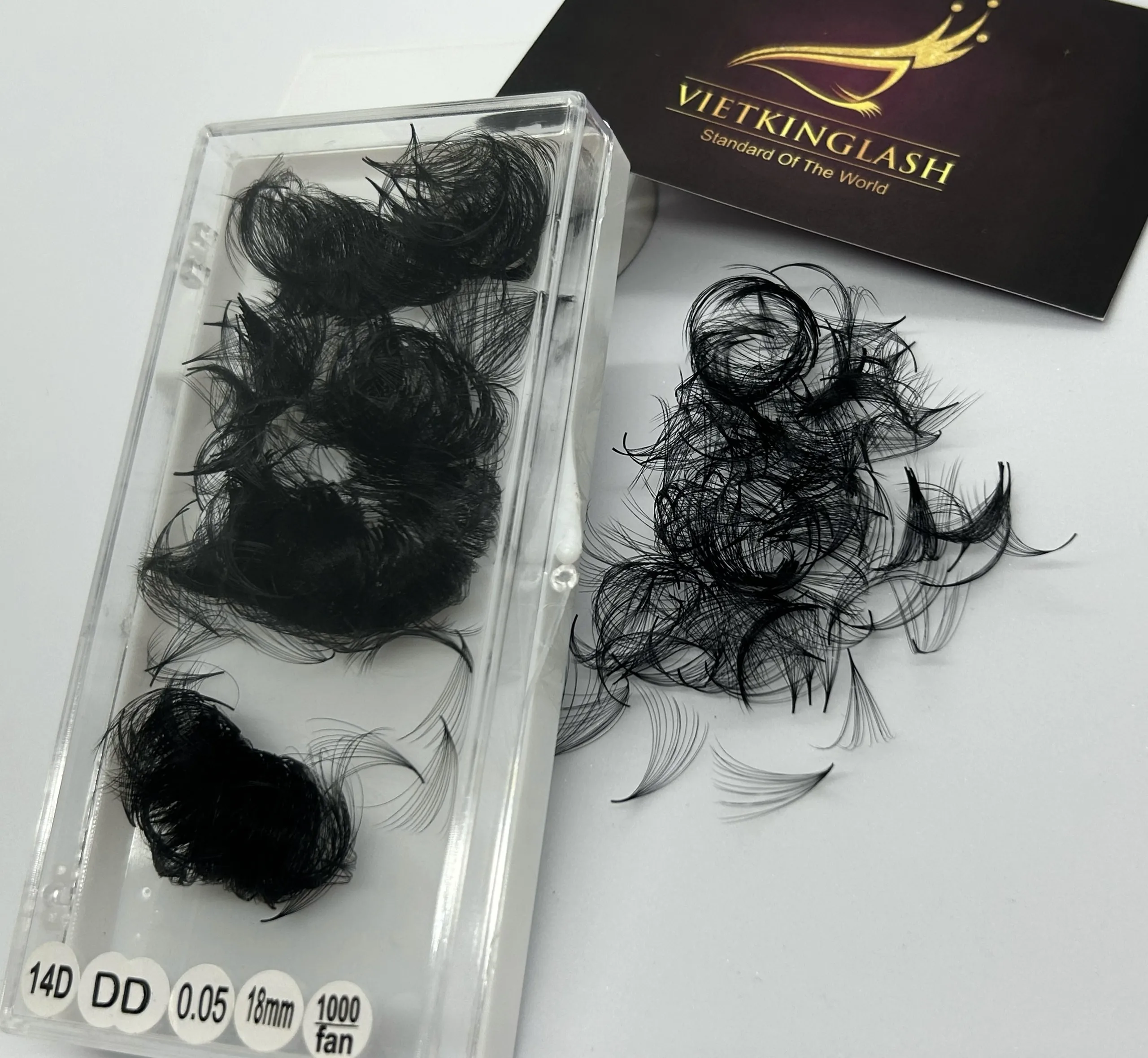 Private Label 0.05 0.07 Cashmere Eyelash Extension Russian Blooming Vietkinglash Fanning Eyelash Extensions Easy Fan Volume Tray