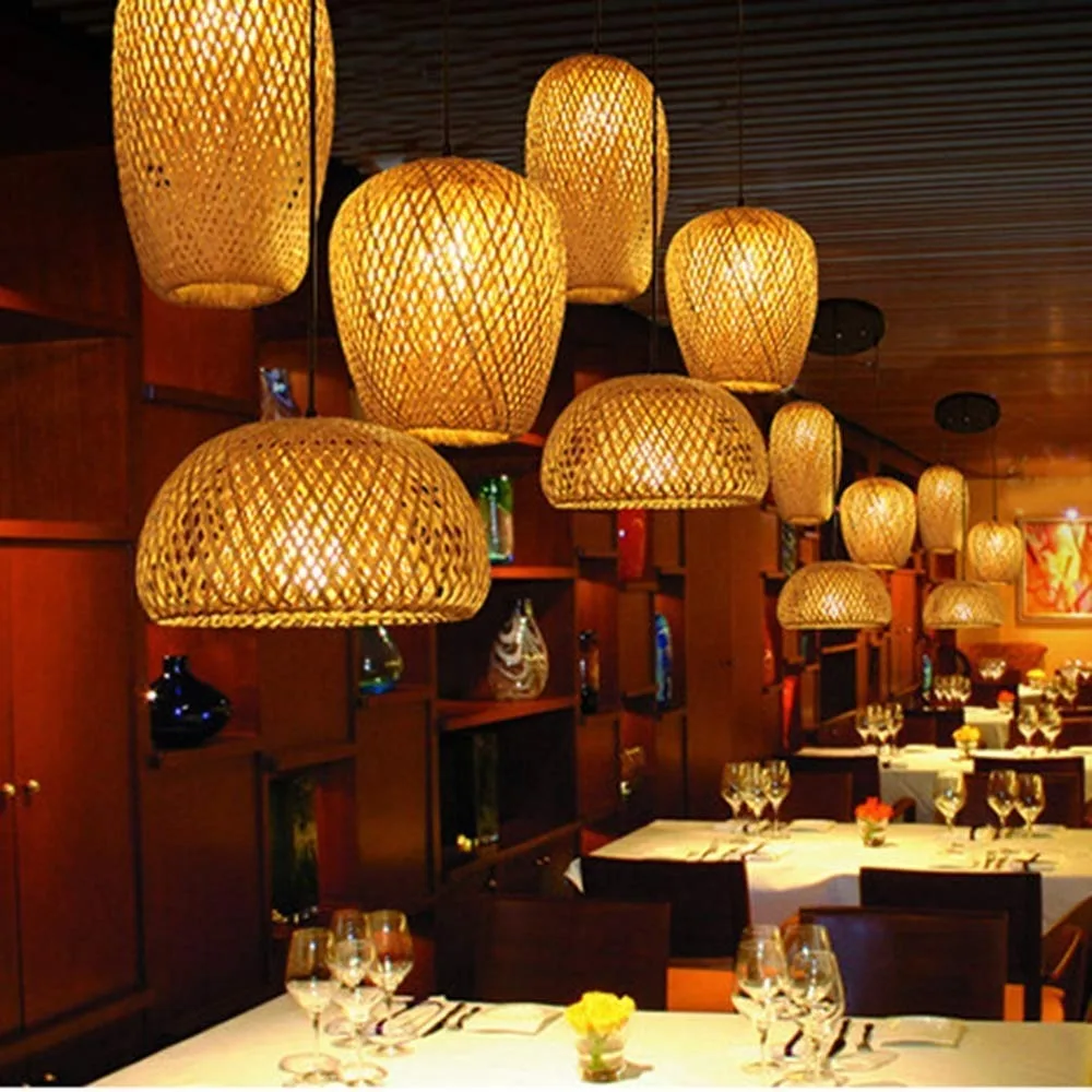 Best Choice Design Bamboo Jute Corn Husk Lampshade Frame Chandelier Ecofrienly Decorations for Home