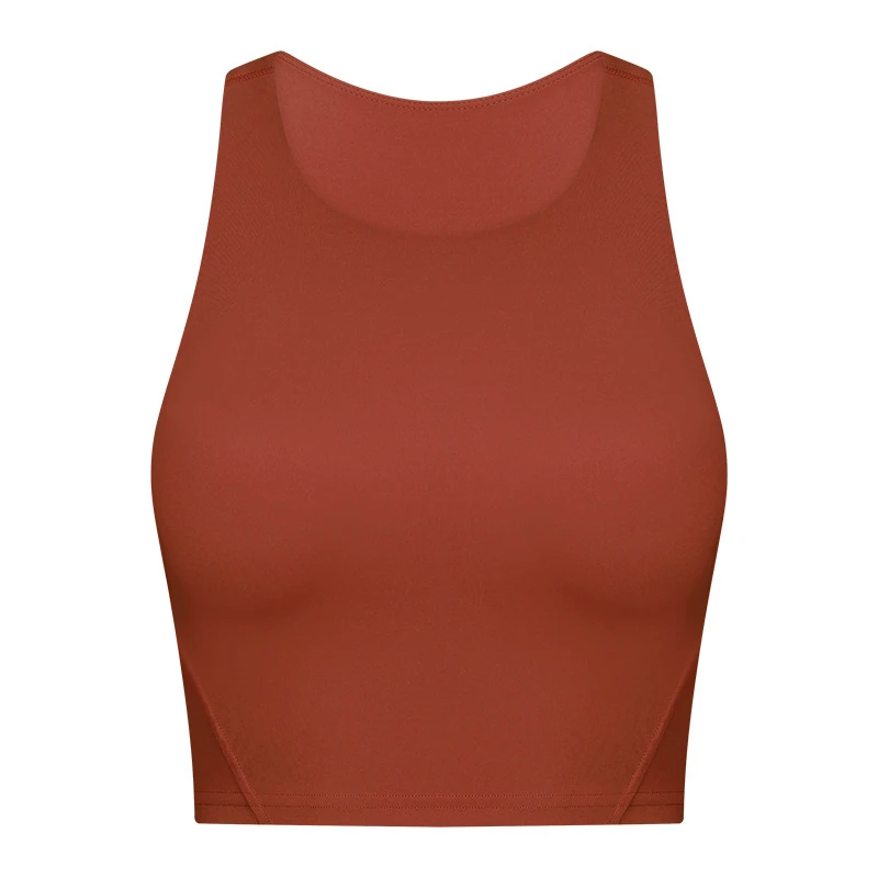 Nepoagym Women FLAME Crop Tank Top Bra High Neck Sport Top with Built in Bra Racerback Workout Tanks for Running Yoga Fitness