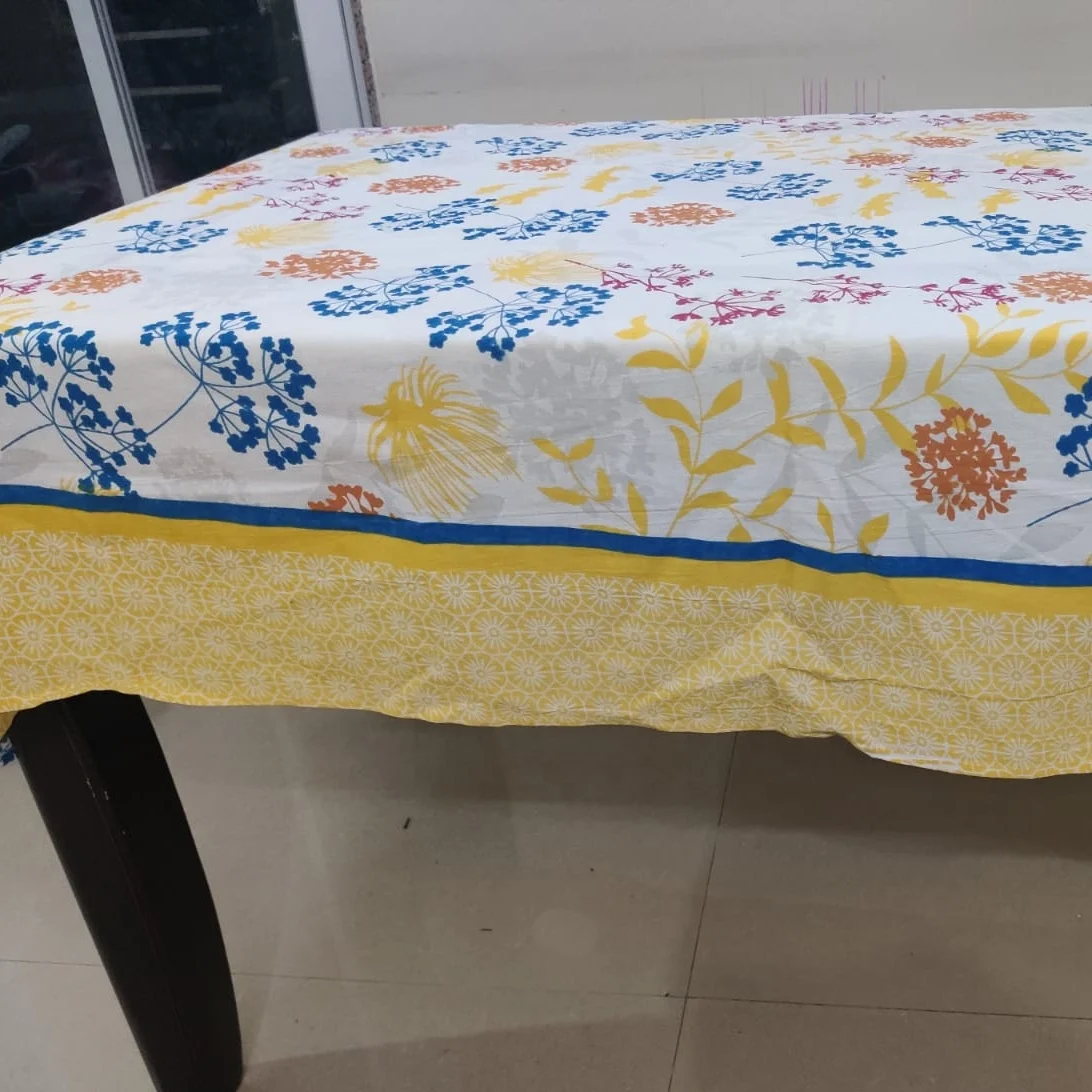 Fashion Table Cover New Design cotton Table Cloth customized Printed Vinyl Rich Field Customized Tablecloth Edge Binding Flower.