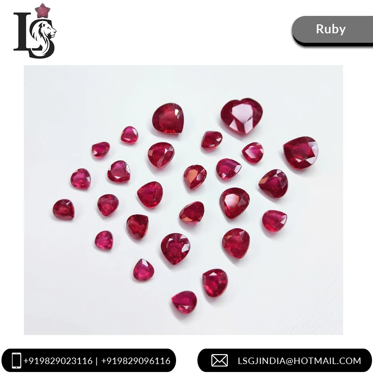 Calibrated Size 100% Natural Blood Red Reddish Pink Color Heart Shape Ruby Loose Gemstone for Jewellery from Indian Seller