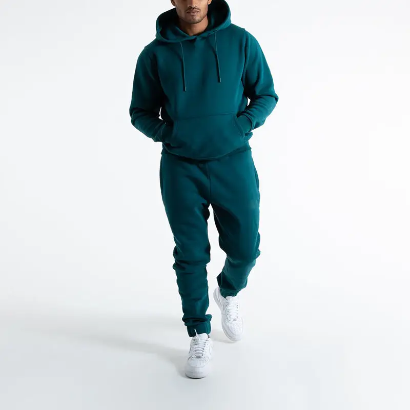 Stacked Sweatsuit Men Hoodie Jogger Set Winter Thick Plain Custom Tech Fleece Tracksuit
