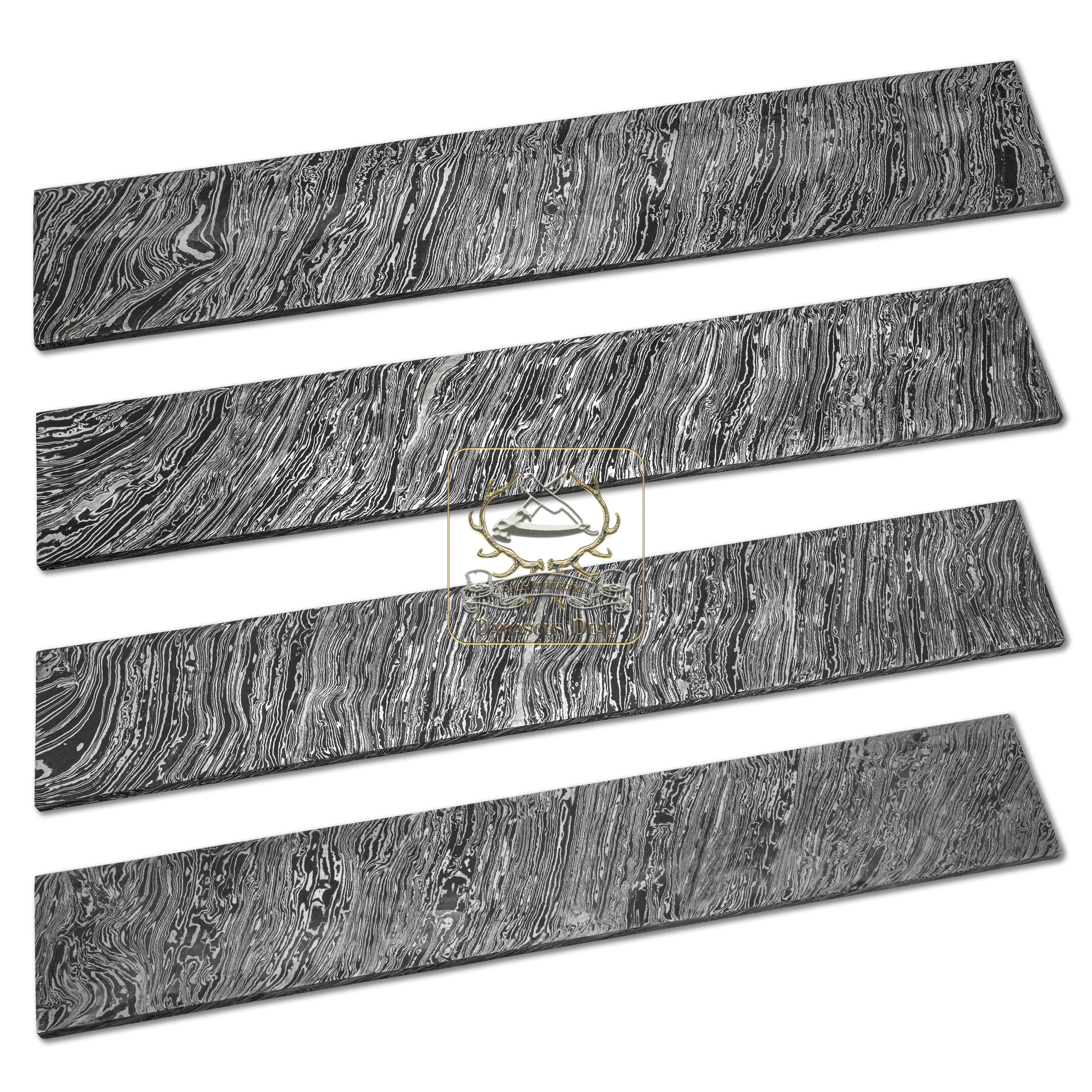Damascus Steel Billet Fire Pattern DD-Fire-207 for Knife Making Hand Forged Carbon Steel Hardness 58-62 HRC Billet