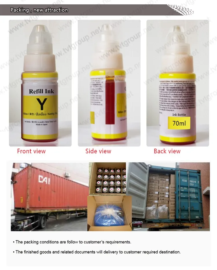 Gi490 Gi-490 Gi 490 Color Compatible Bulk Bottle Water Based Refill Ink For Canon Pixma G2411 G2400 G3411 Printer