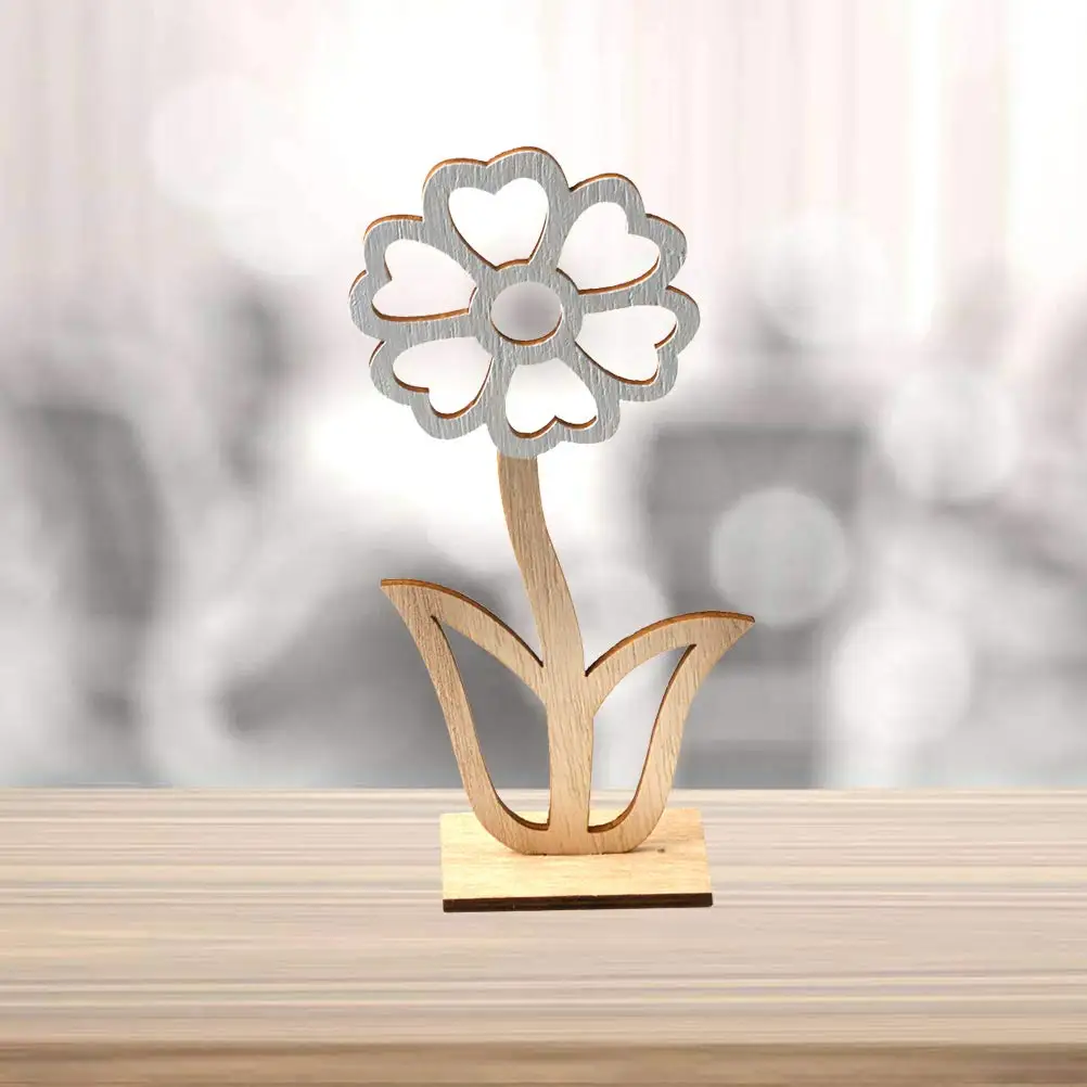 Luxury Wood Flower Ornaments Easter Table Hollow Flower Decoration Desktop Standing Flower Luxury for Home Living Room Tabletop