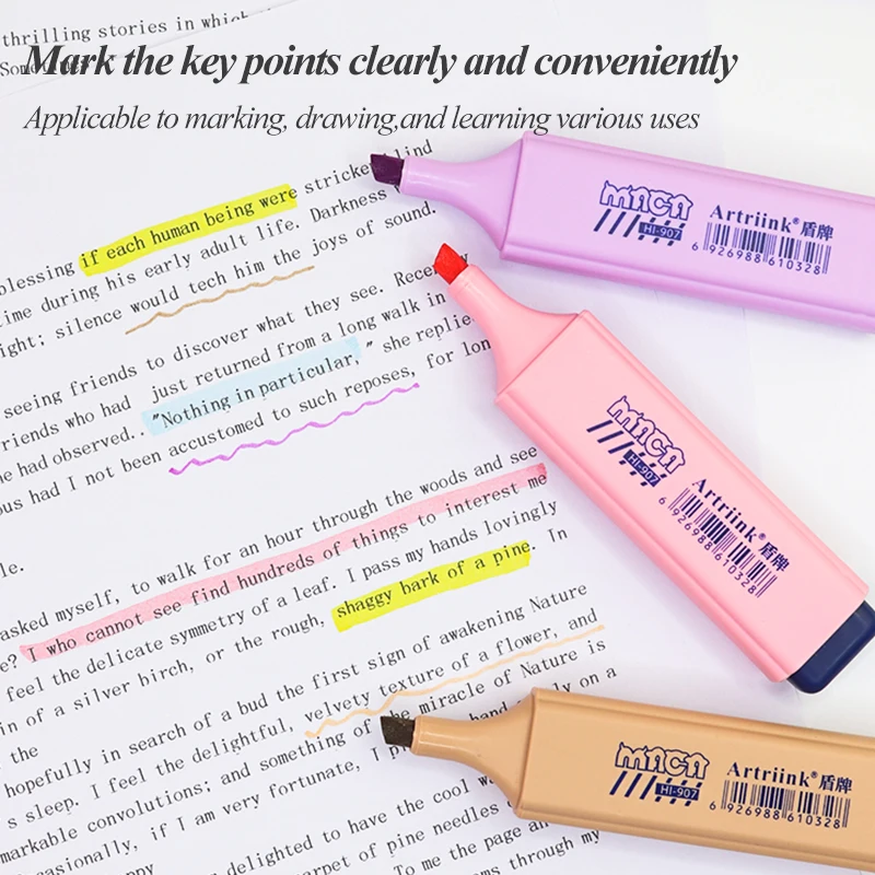 Artriink HL-907 4/8 colors/set eco-friendly non-toxic multi colored highlighter marker highlight pen set stationery