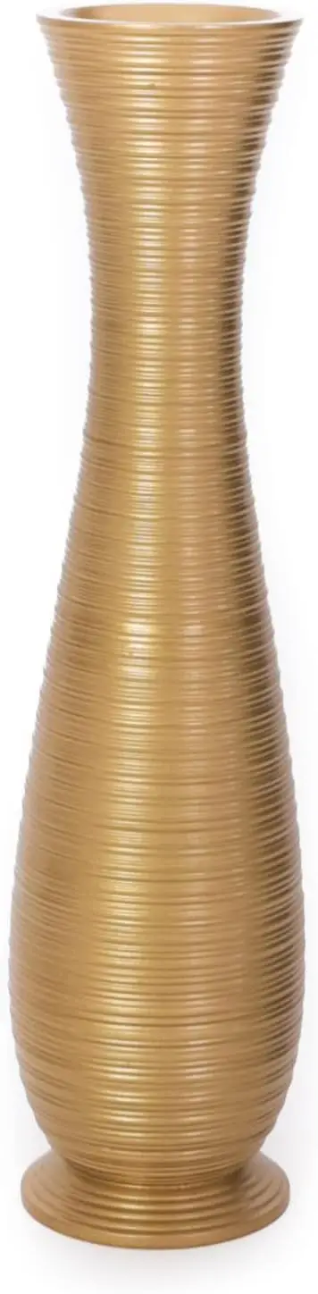 Large Floor Vase Handmade Flower Holder Made of Wood, Sophisticated Vessel for Decorative Branches and Dried Flowers,Gold