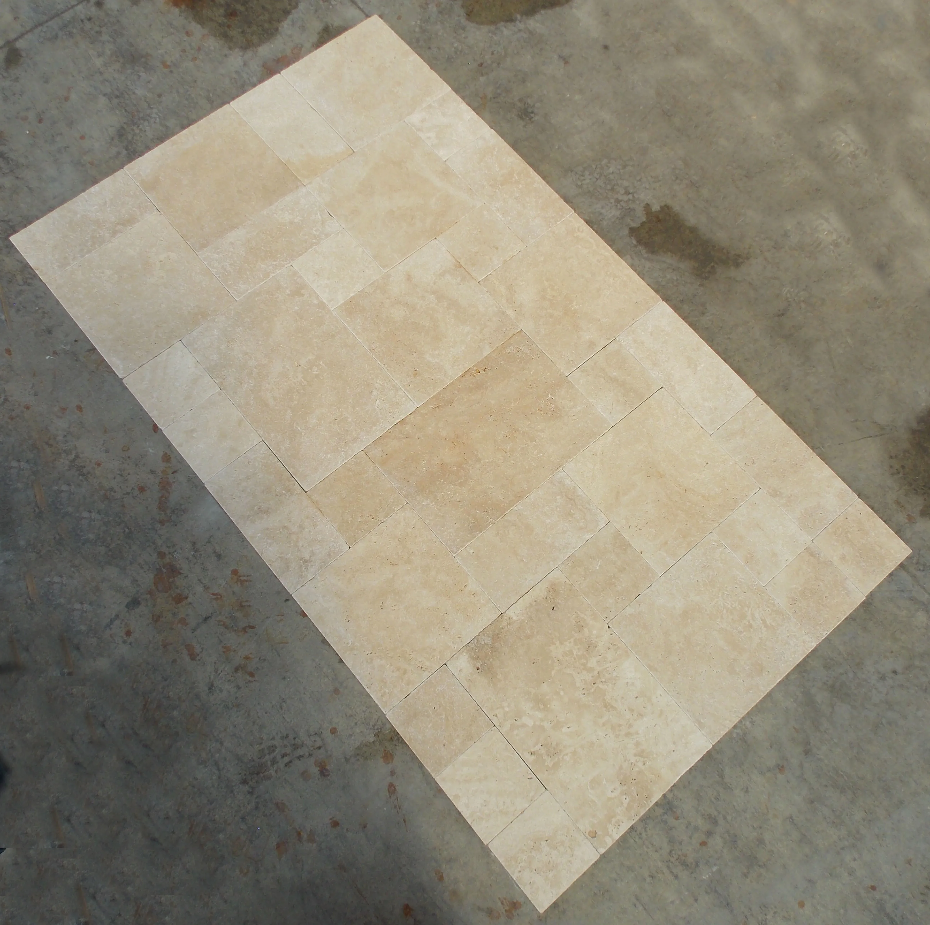2023 Travertine Tumbled Tile Made in Turkey 1.2cm thickness Extra Light Pattern Set Indoor Outdoor Decorations Wall and Flooring