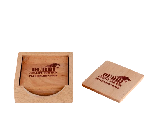 Wholesale Premium Pine Wooden Handcrafted Coasters Set for Coffee Table Tea Cup Stand Coasters with Wooden Coaster Holder