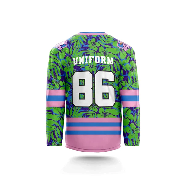 OEM Wholesale custom hockey jersey V neck long sleeve custom labels and logos ice hockey shirts with digital printing