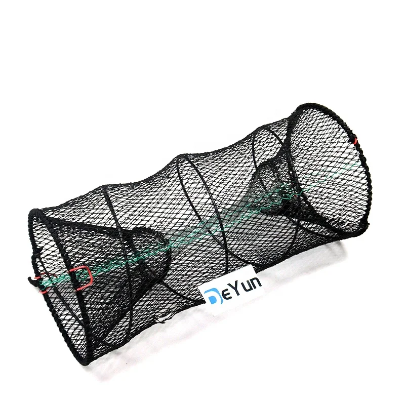 High Quality Fishing Cage Folded Plastic Coated Shrimp Crab Trap HDPE Mesh Aquaculture Cage