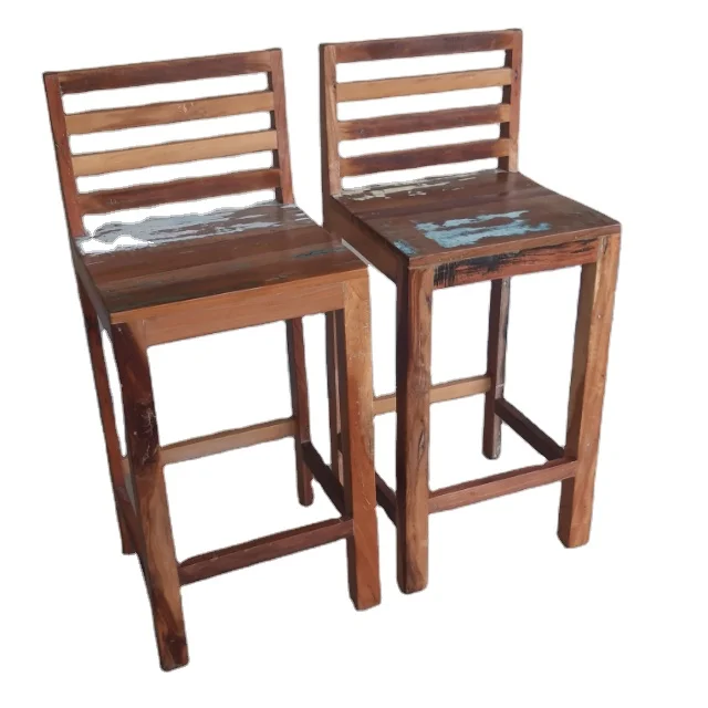 Старый Восстановленный шикарный барный стул из массива дерева дизайн мебели ручной работы переработанного старый корабль деревянный бар