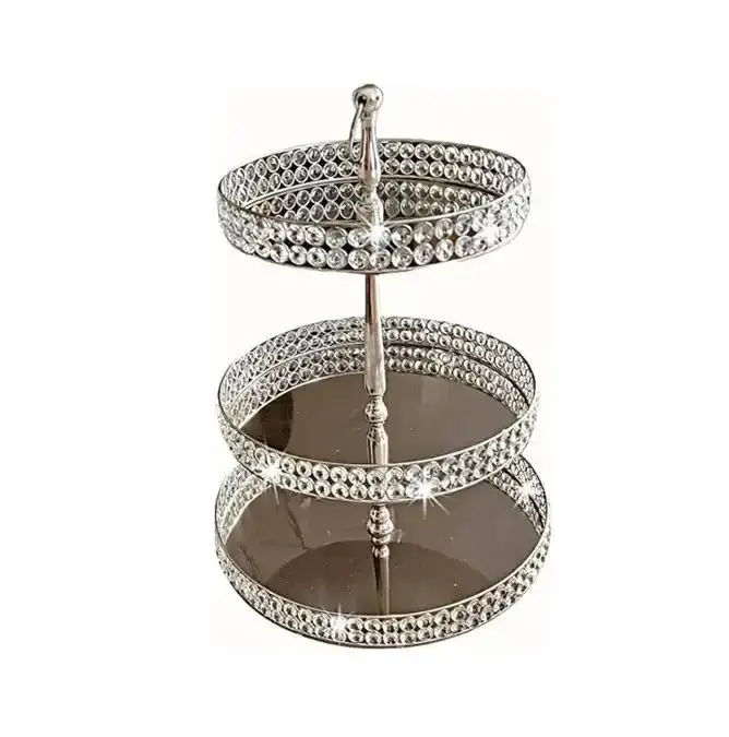 Premium 3 Tier Cake Stand Dessert Display or Fruit Stand with Sparkling Clear Crystal for Weddings Birthdays parties