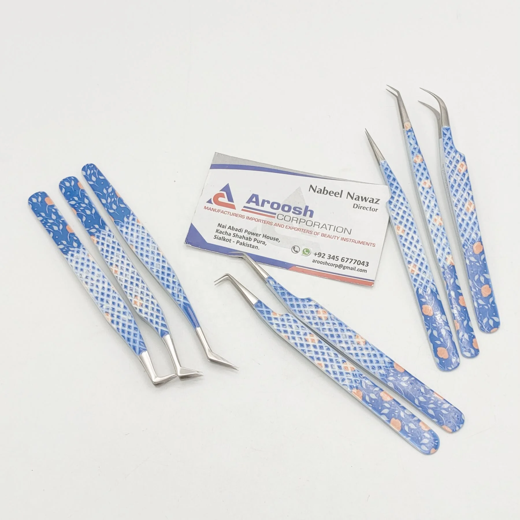 Flower Paper Coated Tweezers Wholesale Stainless Steel Diamond Tweezers For Eyelash Extension Customized Logo