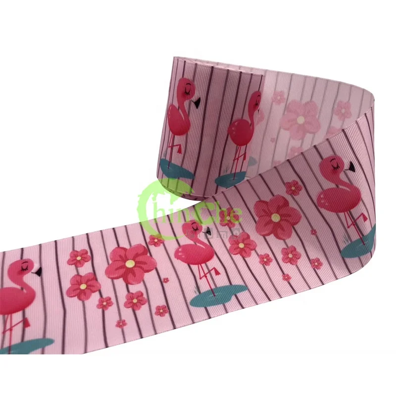1.5 inch 2 inch 5mm Full Color Printed Wide Grosgrain Ribbon with Logo Custom