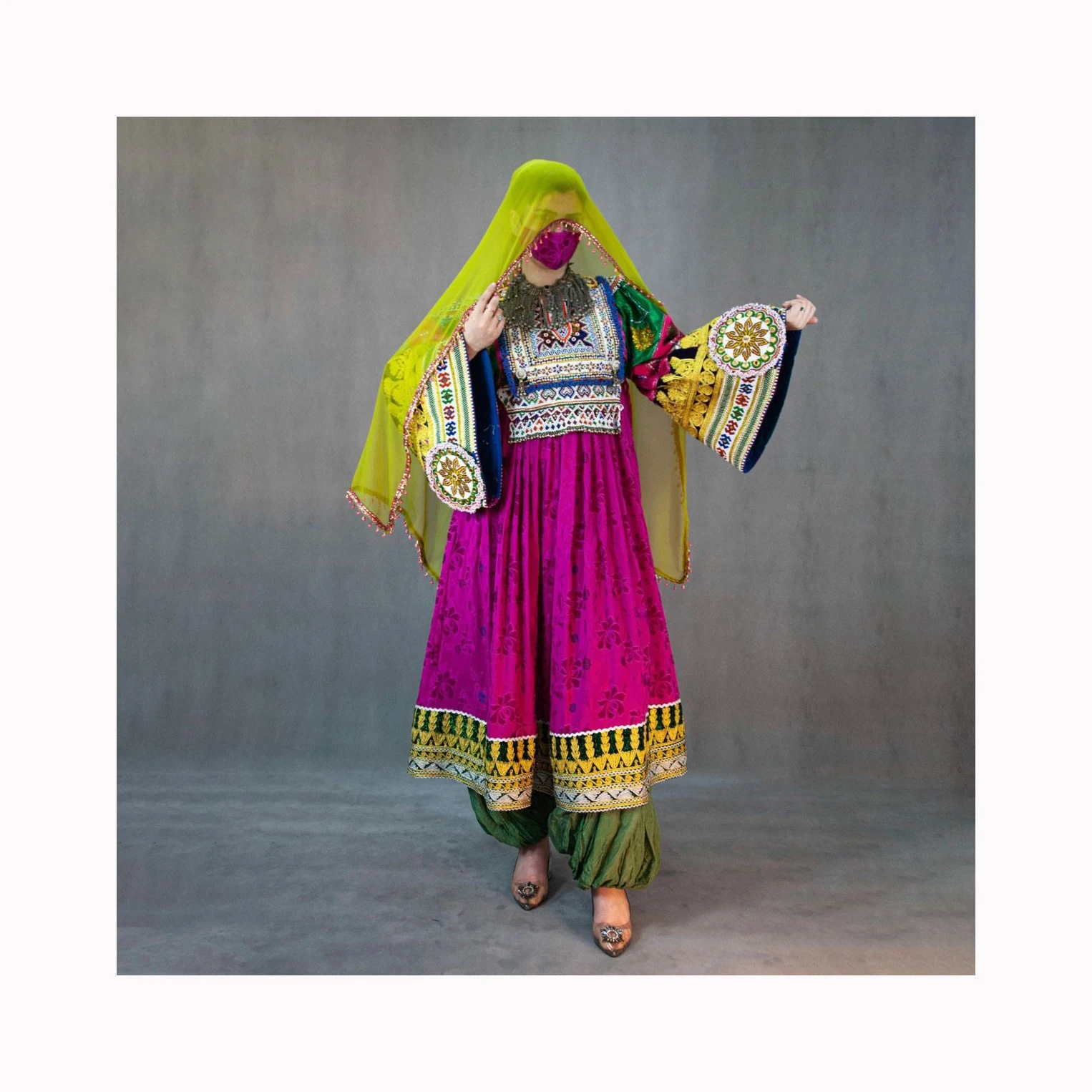 Handmade Balochi Culture Dress - Afghani Style Long Jacket - Vintage Kuchi Jacket - Indo Western Fashion Wear Embroidered Jacket